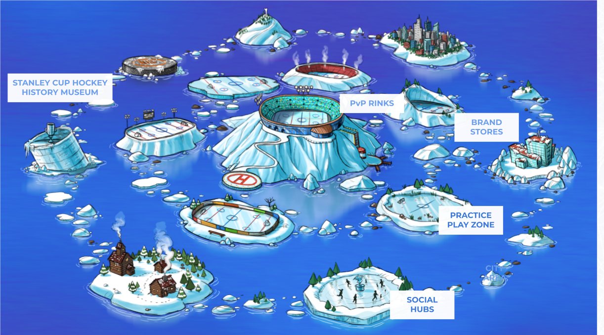 A concept render of the NHL x Roblox game world, from the Trigger x NHL x Roblox concept deck, May 2022.