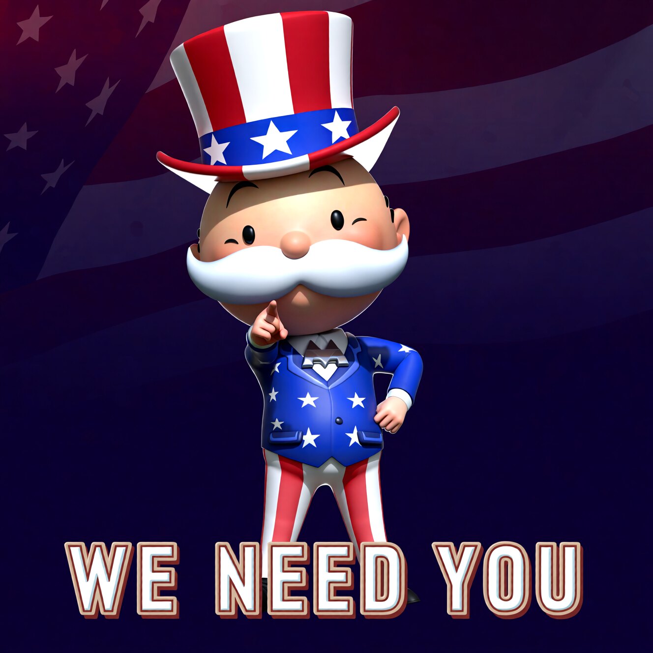 Mr. Monopoly in stars and stripes.